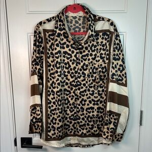 POL Leopard-Print Shirt in Beige and Black